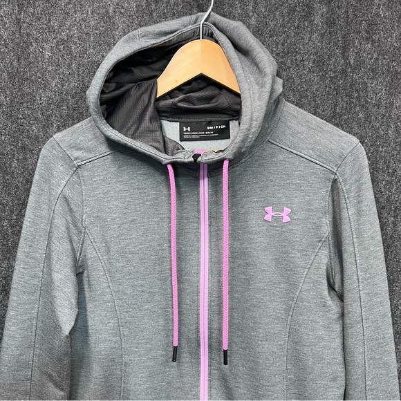 UNDER ARMOUR Women’s Gray Full Zip Hoodie Hooded Sweatshirt Size Small - Picture 3 of 11